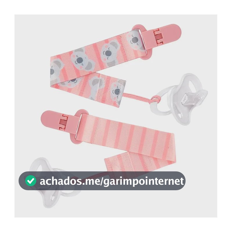 Kit 2 Prendedores De Chupeta Buba Coala Rosa 14496