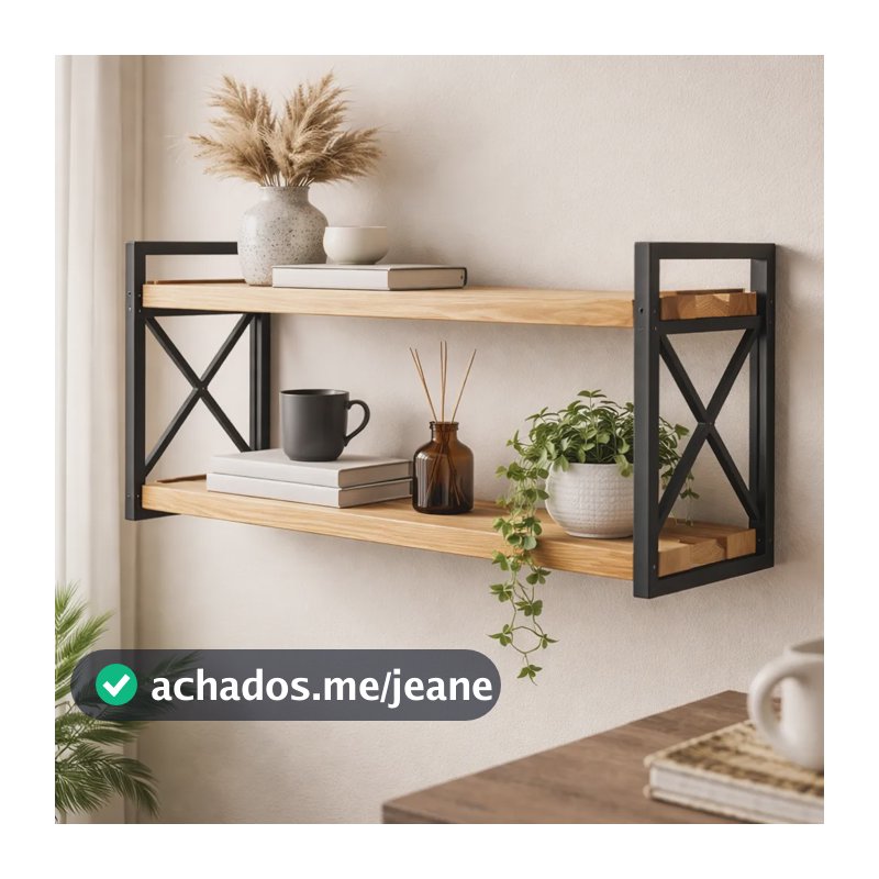 Prateleira Estilo Industrial Modelo X  Com Medidas 15x90cm Preto