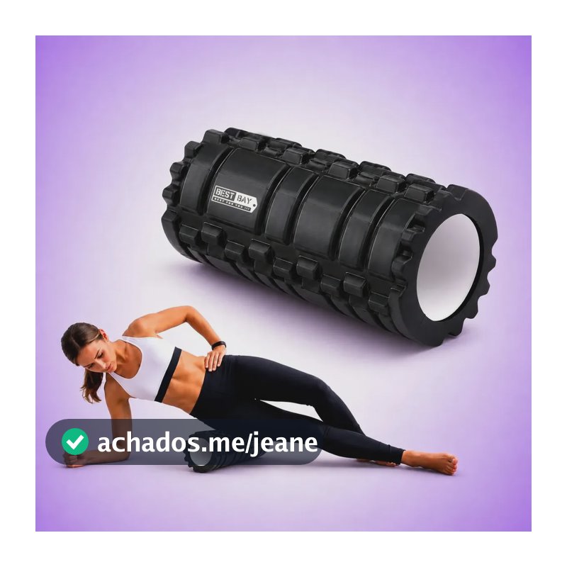 Rolo Liberação Miofascial Massagem Fisioterapia Pilates Yoga Preto