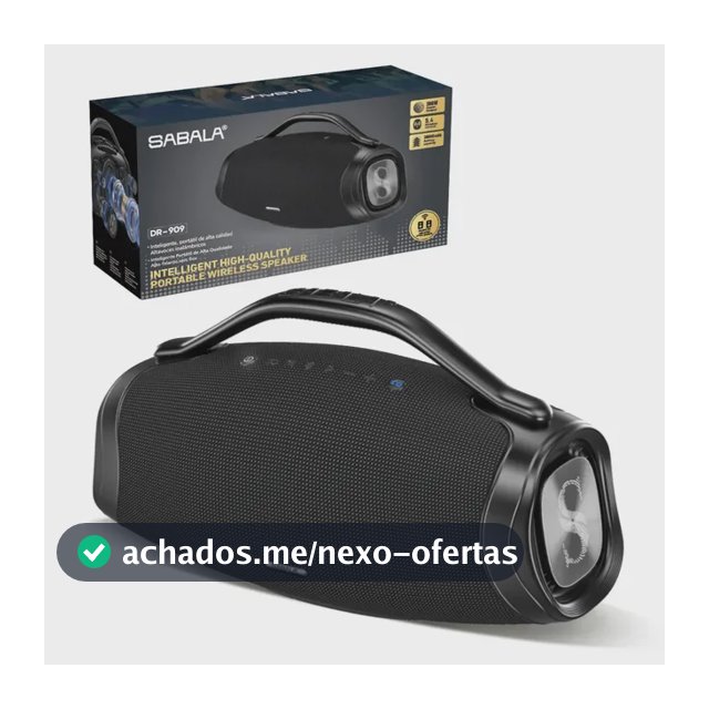 Caixa De Som Sabala Dr-909 200w 39000mah 36H IPX6 Subwoofe Bluetooth V5.4 Preto