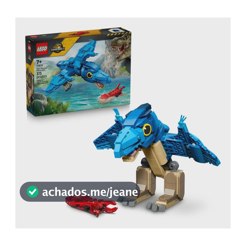 LEGO Jurassic World Dinossauro Bebê: Pteranodonte 77977; Brinquedo de construção de dinossauro com mandíbula que abre e cabeça articulada; Presente Dia das Crianças; 7+