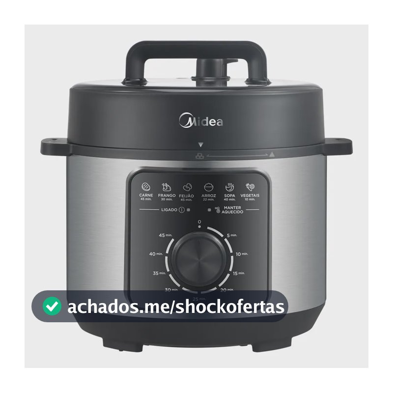 Panela Elétrica Mecânica Pressão 4l Preta E Inox Midea