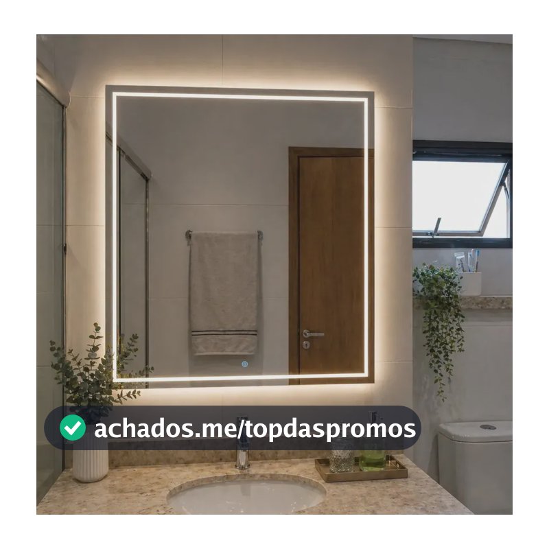 Espelho Grande 60x40 Jateado Com Touch Bivolt E Led 3 Cores