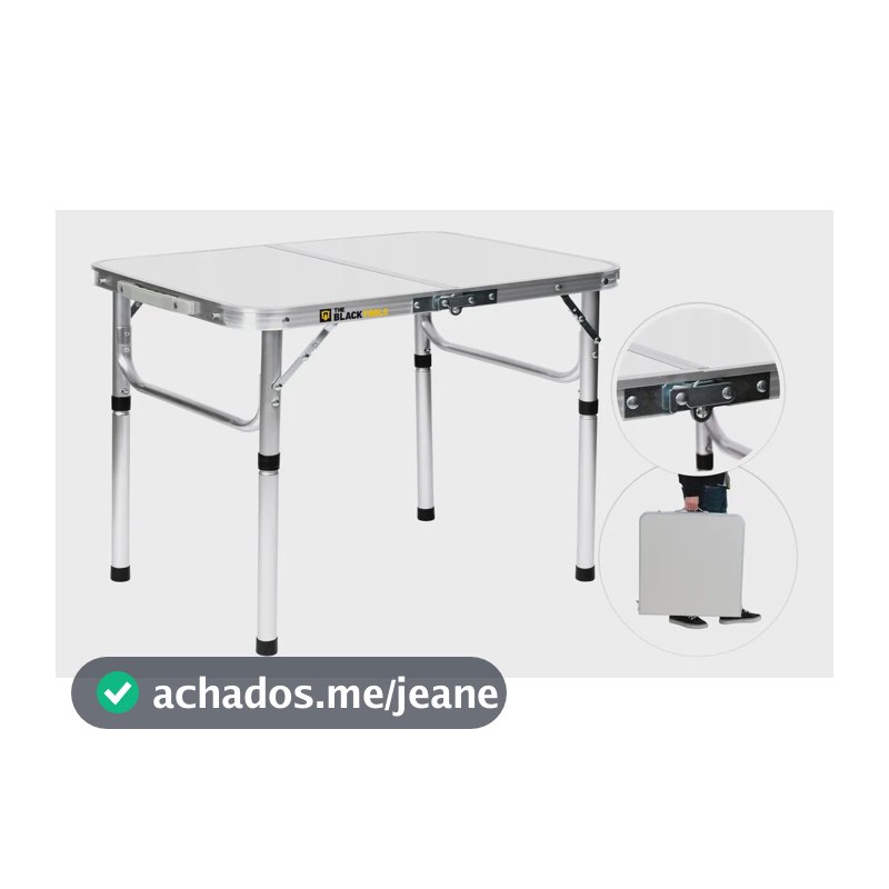 Mesa Dobrável Alumínio 90x60cm Vira Maleta Com Alça Portátil Camping Praia The Black Tools