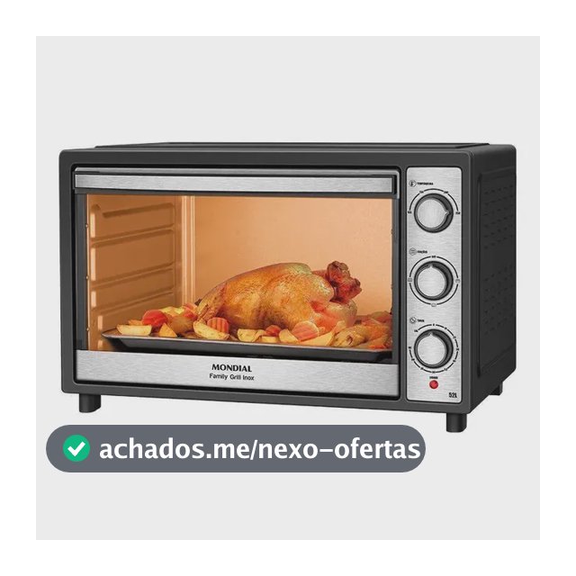 Forno Elétrico De Bancada Mondial Preto E Inox 52l Preto 220v Preto E Inox