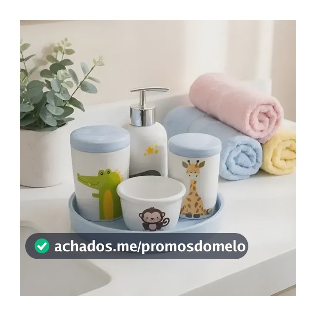 Kit Higiene Quarto Bebê Infantil Banheiro Porcelana Safari