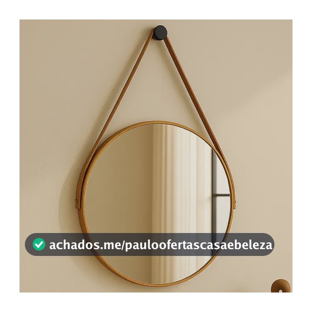 Espelho Redondo 40cm Alça Banheiro Lavabo Sala Quarto Hall Caramelo