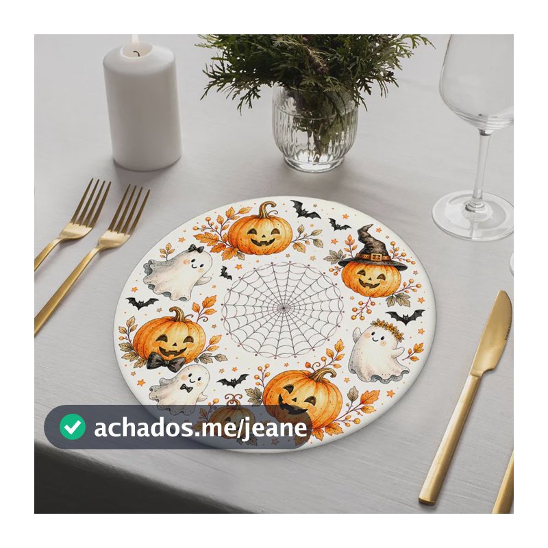 Kit 6 Capas De Sousplat Decoração Mesa Posta Halloween 35cm Halloween Kit6so-510