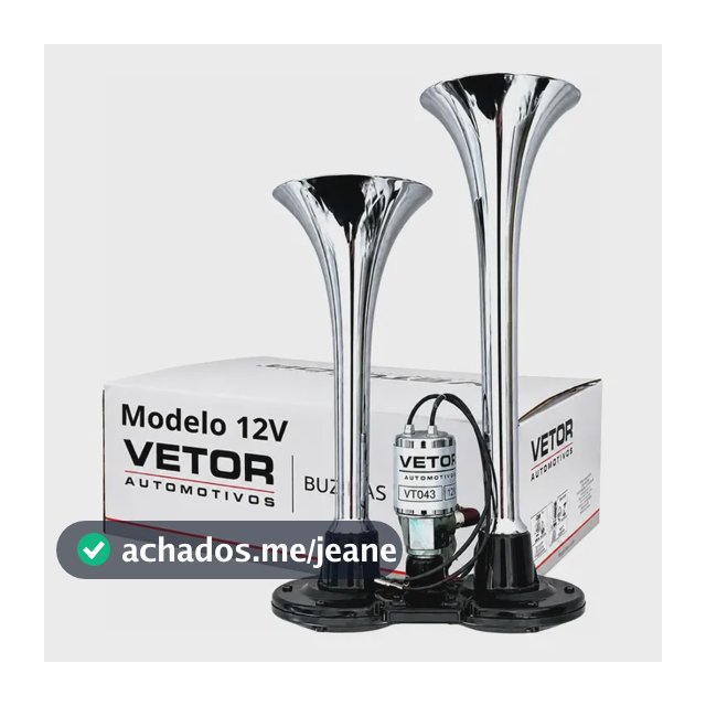 Buzina A Ar 2 Dupla Cromada Caminhão 12v Ou 24v Marítima