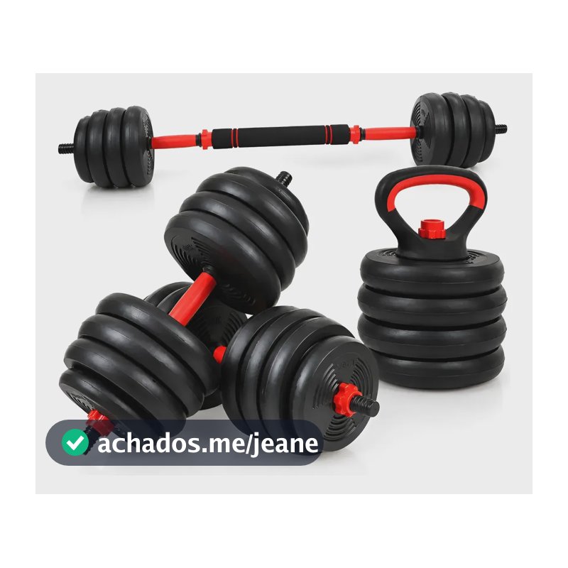Halteres Peso De Musculação Kit Halteres E Anilhas 15kg Preto