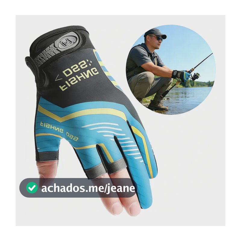Luva Pesca Esportes Profissional Antiderrapante Uv G G Azul