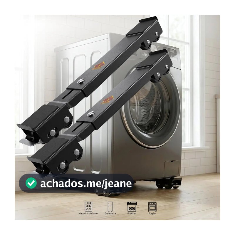 Suporte Ajustável Com Rodinhas Para Geladeira Máquina De Lavar Fogão Freezer Base Móvel Tragaluz
