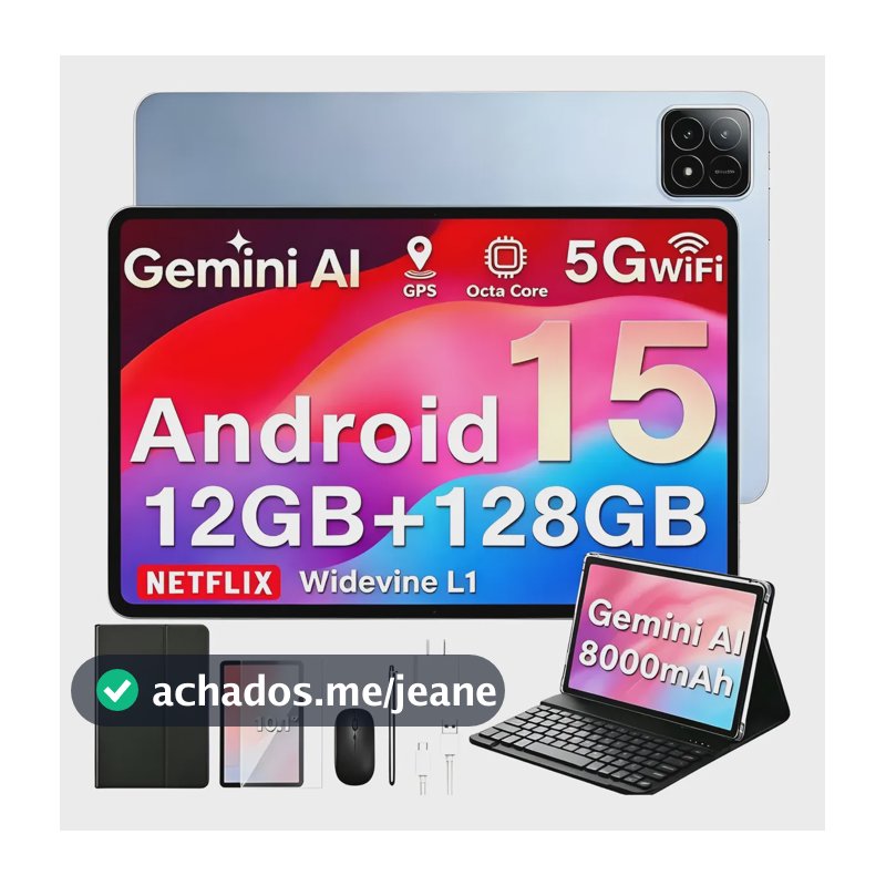 Tablet 10.1 128gb 12gb Ram Kit Capa E Teclado Promoção Azul
