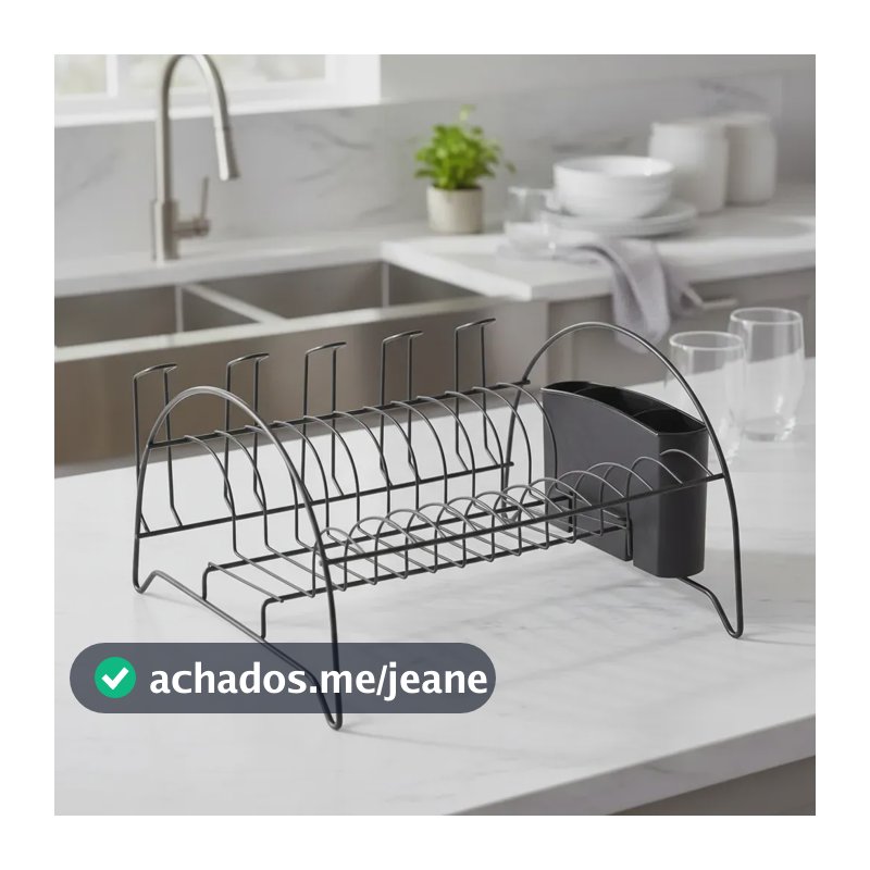 Escorredor De Louça Aço Porta Copos Talher Arthi Preto Black
