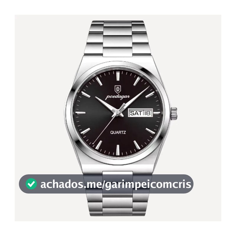 Relógio Masculino Luxo Poedagar Old Money Aço Quartzo Prata Prateado Clássico Preto Capra Pink