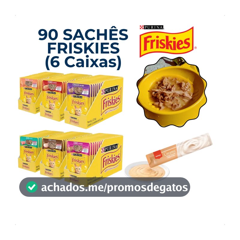 Kit 90 Friskies Gato Sachê Ração Úmida Sortido + Brinde