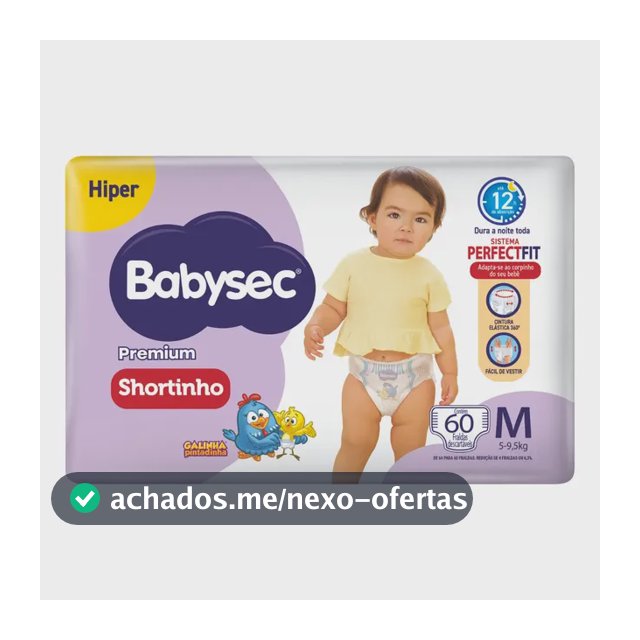 Fralda Babysec Galinha Pintadinha Shortinho M 60 Unidades Médio (m) Sem Gênero