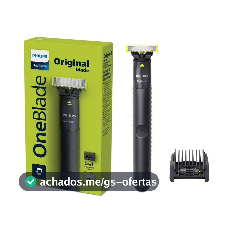 Barbeador e Aparador Elétrico Philips OneBlade com Pente 5 em 1, Sem Fio e À Prova D'Água - QP1425/10
