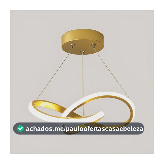 Lustre Pendente Moderna Led,luminaria Dourado Redondo Sala 127/220v Dourado