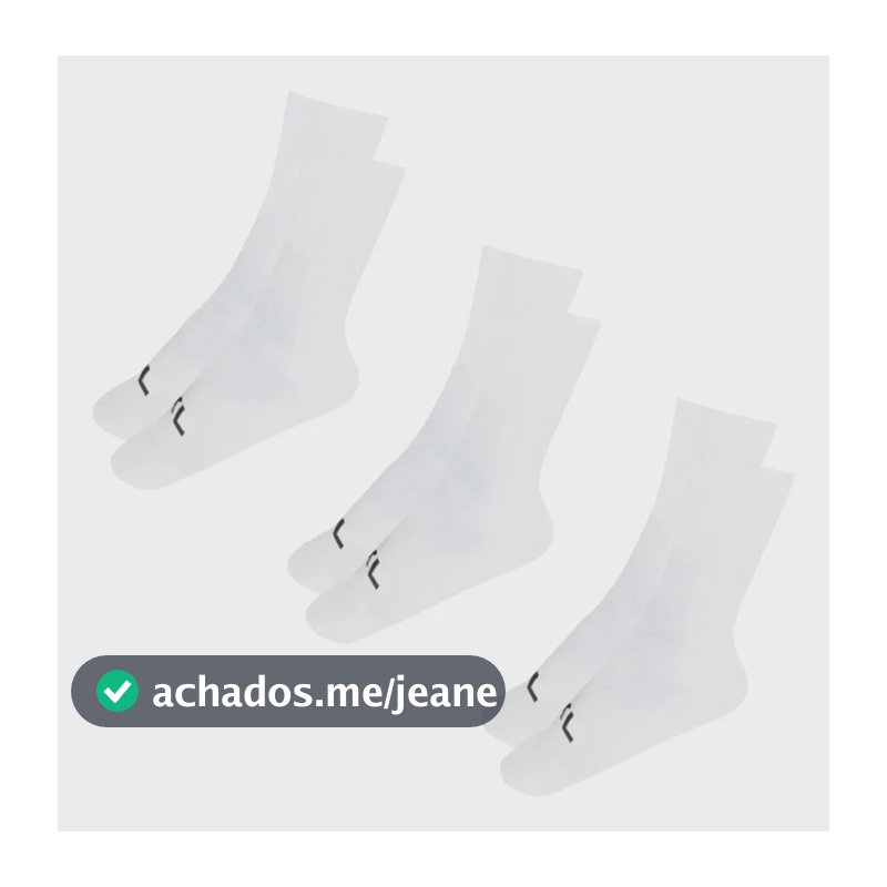 Kit 3 Pares Meias Esportiva Corrida Bike Academia Poliamida Branco 35 - 42