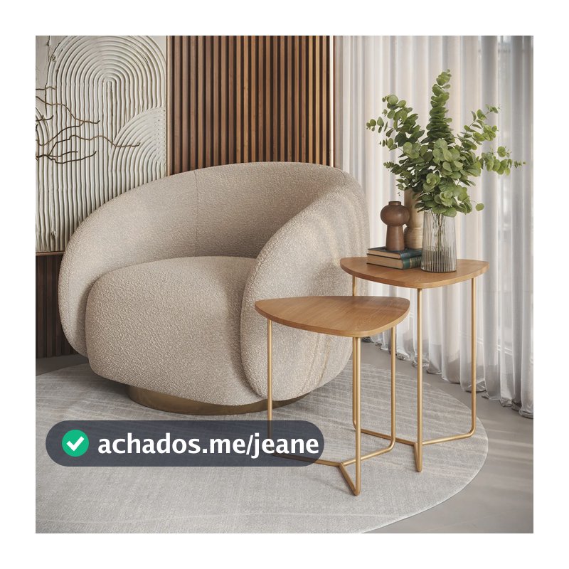 Mesinhas De Canto Apoio Lateral Para Sala Dourada Orgânica Freijó Freijo