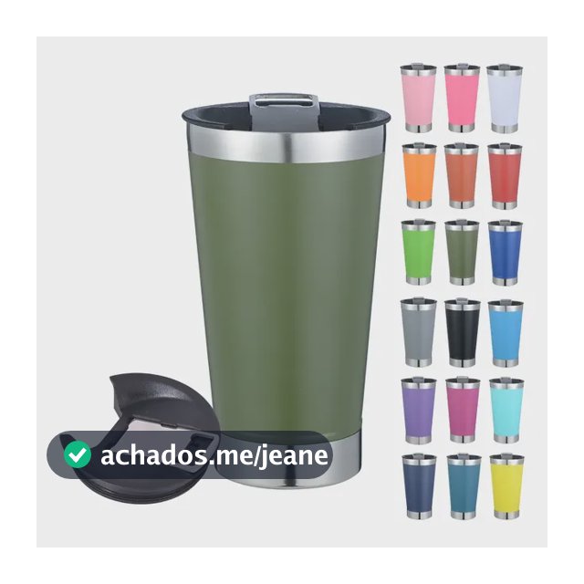 Copo Termico 473 Ml Em Inox Com Tampa E Abridor