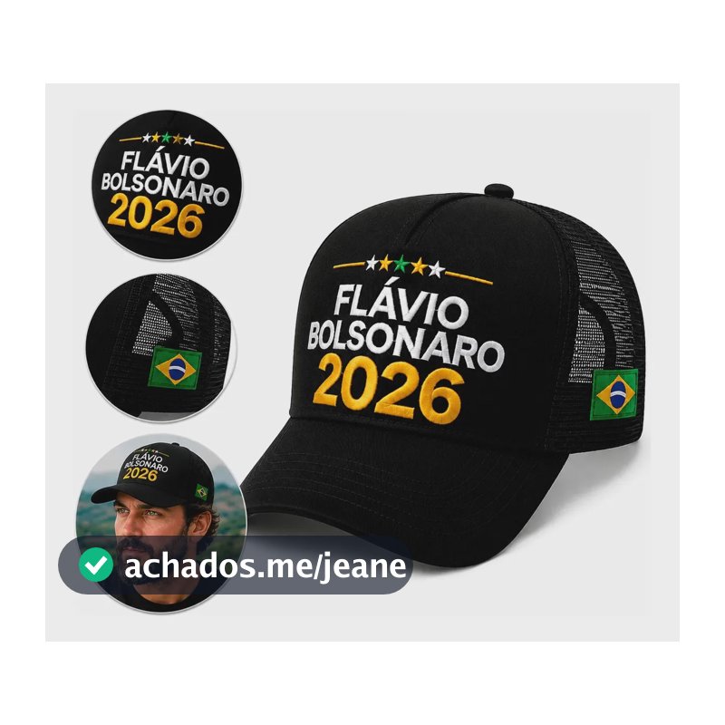 Bone Flavio Bolsonaro 2026 Presidente Redinha Premium Brasil Preto Un Frase
