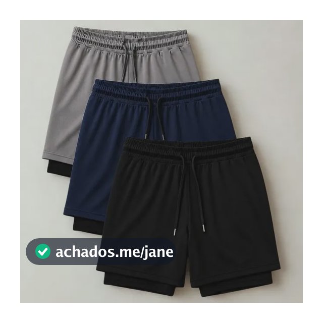 Kit 3 Shorts 2 Em 1 Duplo Academia Treino Corrida Bermuda