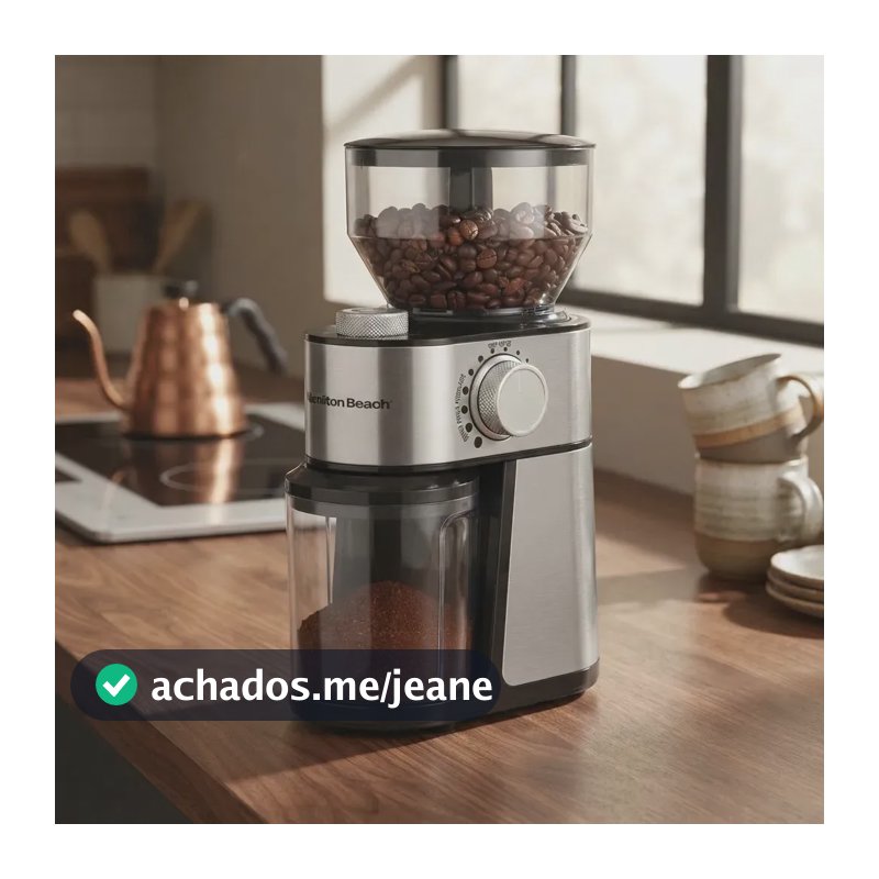 Moedor De Café Grande Hamilton Beach 225w Inox 18 Configurações De Moagem Grossa a Extrafina Quantidades Ajustáveis De 2 a 14 Xícaras - 127v