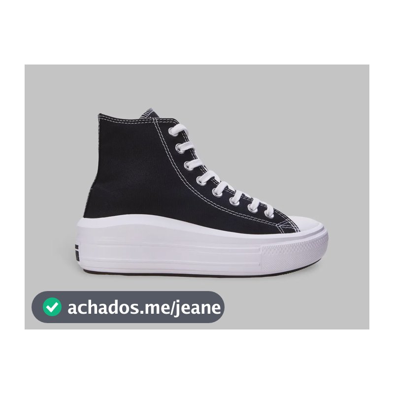 Tênis Chuck Taylor Move Cano Longo Tecido All Star Converse Preto/branco Liso 35 Br