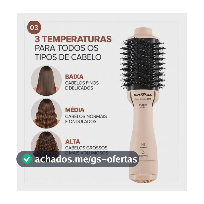 Escova Secadora Britânia Bivolt 1300w Soft Bec07r Original