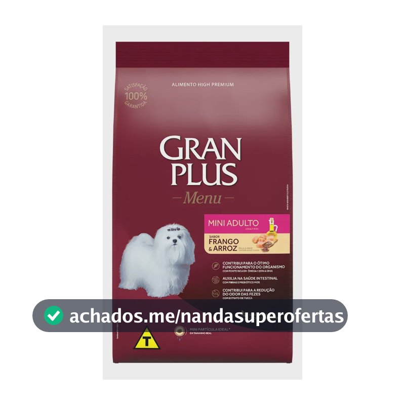 Ração Granplus Cães Raças Mini Frango E Arroz Menu 10,1kg