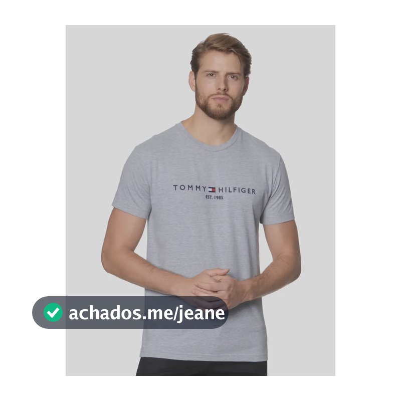 Camiseta Tommy Hilfiger Im Core Logo Light Grey Heather N/a Gg Liso