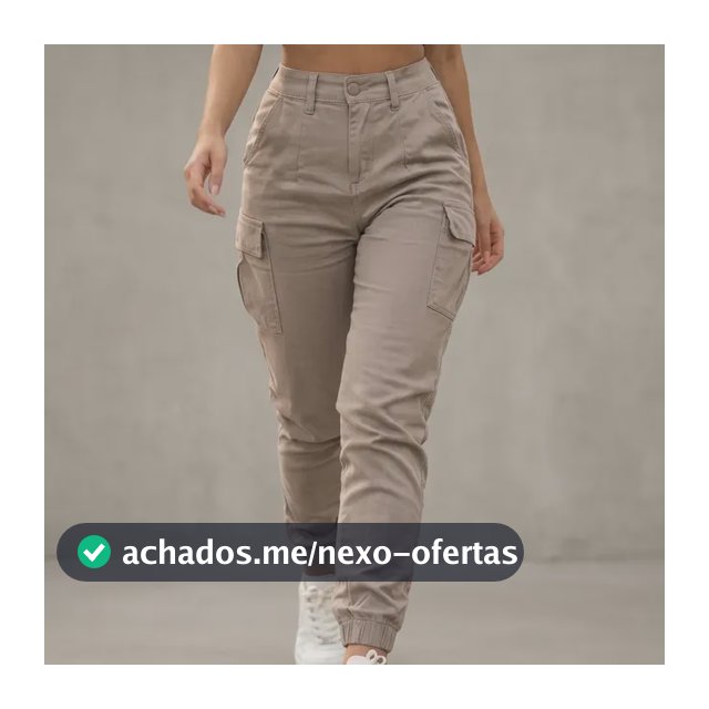 Calça Cargo Jogger Jeans Feminina Cintura Alta Com Lycra