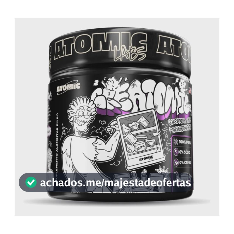 Creatina 100% Pura Monohidratada - Creatomic Atomic Labs 300g - Rende 100 doses - Sabor Neutro