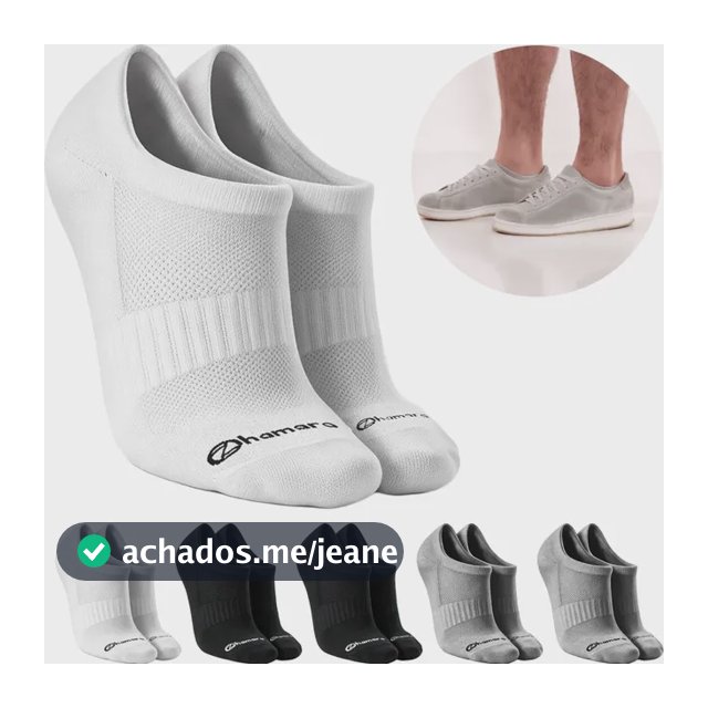 Kit 6 Pares Meias Zhamaro Algodão Sapatilha Invisível Sport