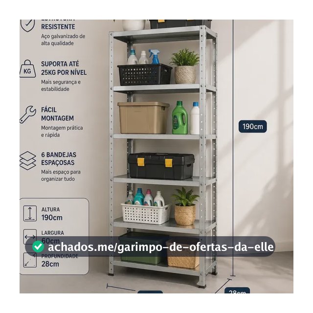 Estante Prateleira De Aço Galvanizado 6 Bandejas 60cm