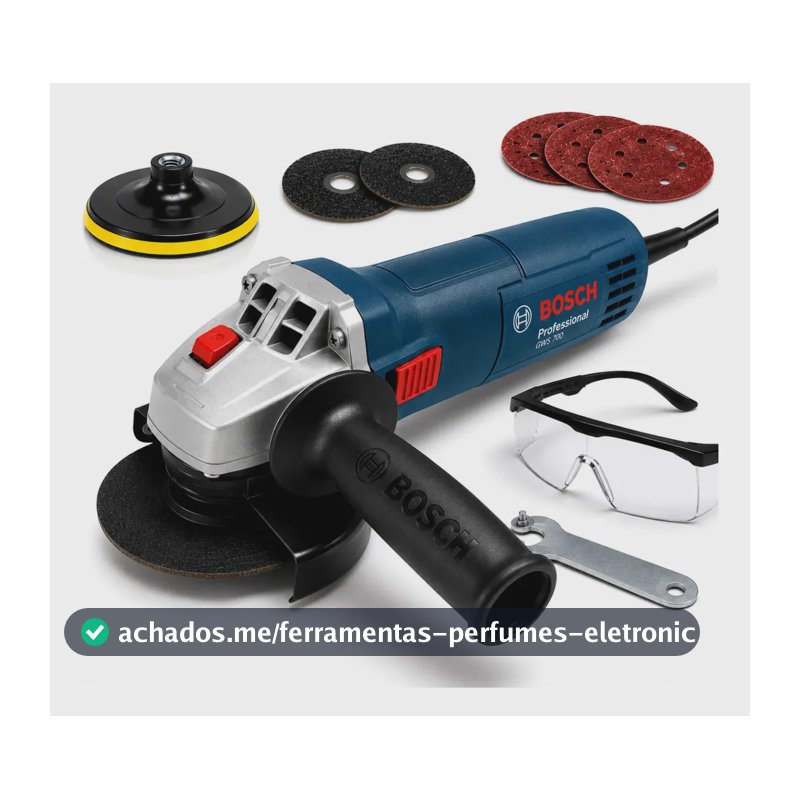 Esmerilhadeira Bosch Gws 700 710w Kit Com Discos Completo Cor Azul