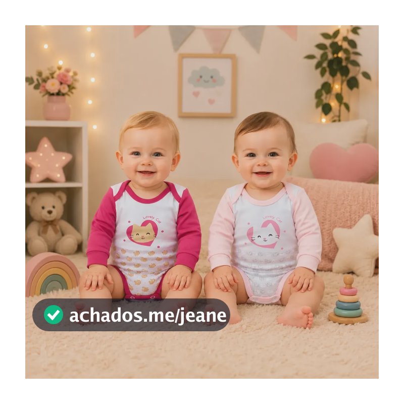 Body Bebê Menina Estampado Manga Longa Confortável Sortido G