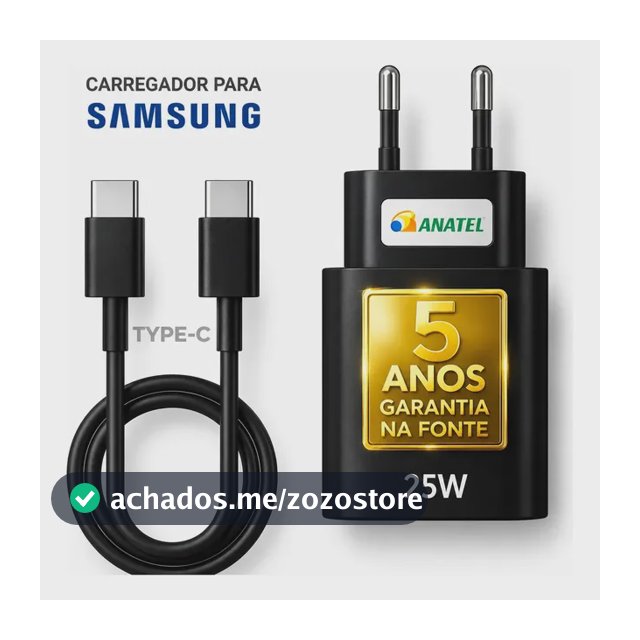 Carregador Super Rápido 25w Para Samsung Galaxy S24 S23 S22 S21 S20 Fe Ultra Motorola M22 M31 M32 M62 M63 M64 G15 Xiaomi Redmi Note 12 13 14 15 LG - Super Fast Cabo Blindado Tipo Usb C -Dtimp
