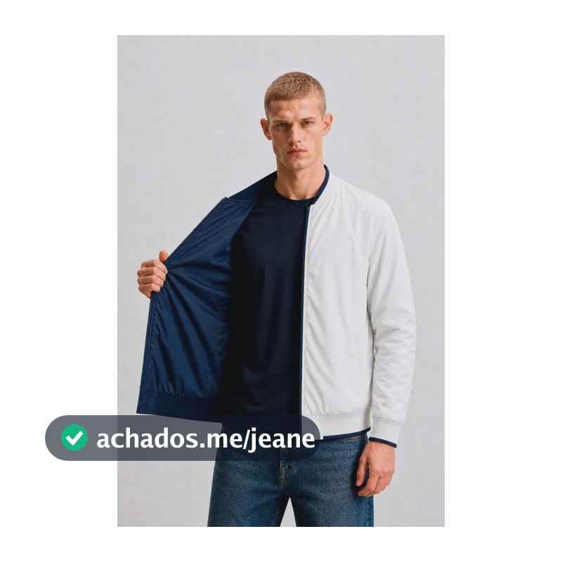 Jaqueta Masculina Original Bomber Dupla Face Corta Vento Marinho/branco G