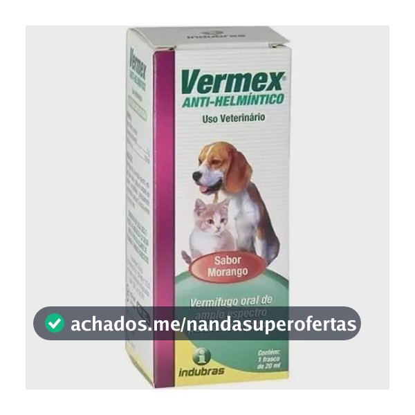 Antiparasitário Vermex 20ml Morango Cães e Gatos