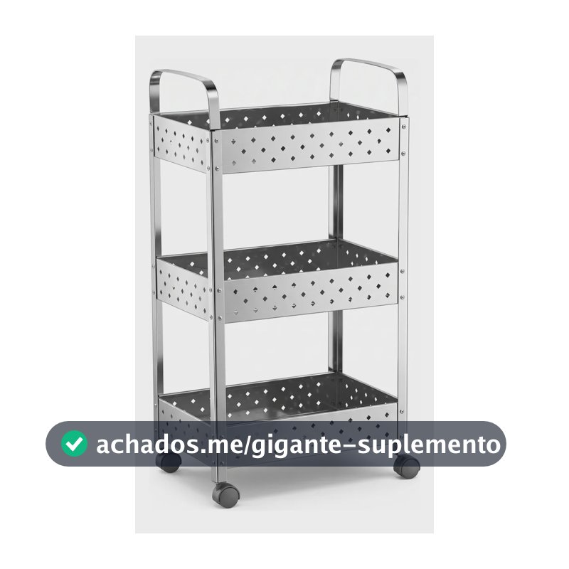 Carrinho Multiuso Inox Organizador Fruteira Bar Cozinha Lavanderia Oficina 3 Andares Mak Inox