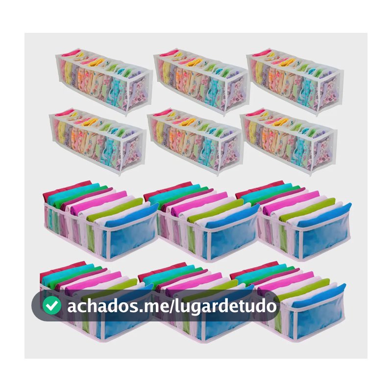 Kit 12 Colmeia organizadora de gavetas 6p +6g para camisetas, calcinhas, cuecas, meias cor branco - Organizalux