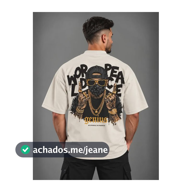 Camiseta Masculina Oversized Genius Personagem Urbano Street Off-white Gangster Streetwear Gg