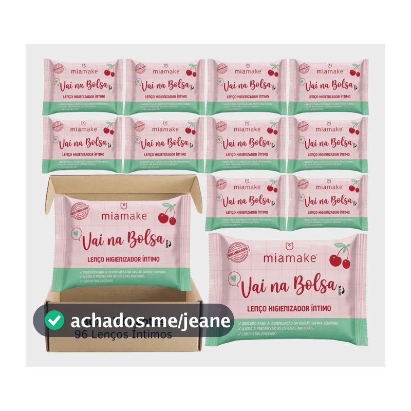 12 Lenço Umedecido Íntimo Mia Make Higiene Feminina Proteção