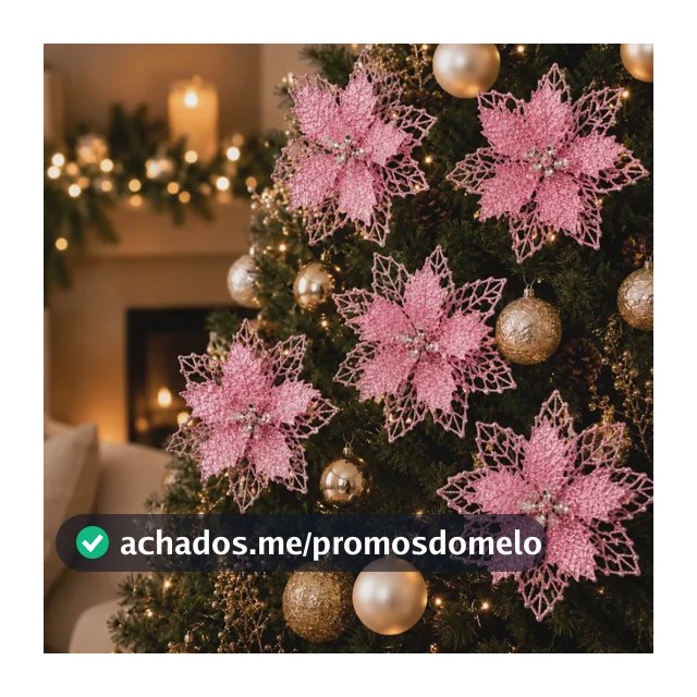 Kit 12 Flores Enfeite Natal P/ Árvore Decoração Artificial
