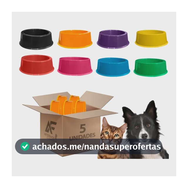 Kit 5 Comedouro Resistente Cachorros Gatos 800ml Vasilha Pet