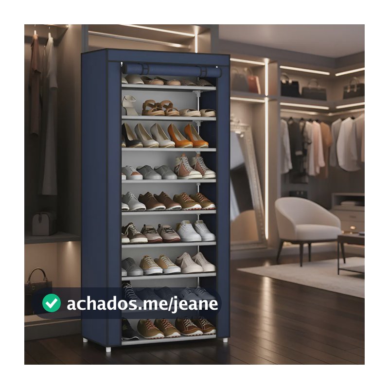 Sapateira Organizador De Sapatos Com 9 Prateleiras Tnt Cor Azul-marinho