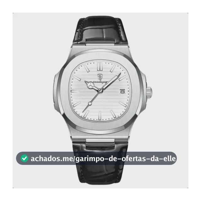 Relógio Classic Vintage Suíço Masculino Em Couro Esportivo Correia Preto Bisel Prateado Fundo Branco